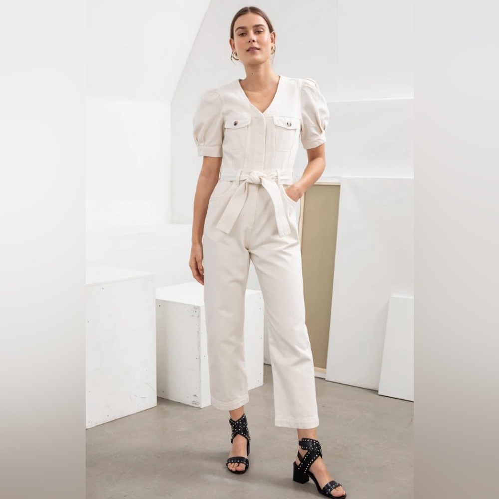 & Other Stories Belted Puff Sleeve Jumpsuit